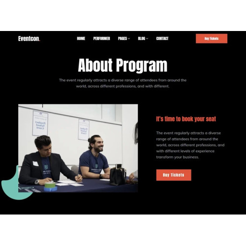 Стильный готовый HTML CSS шаблон сайта музыкального события, концерта Eventcon 2023