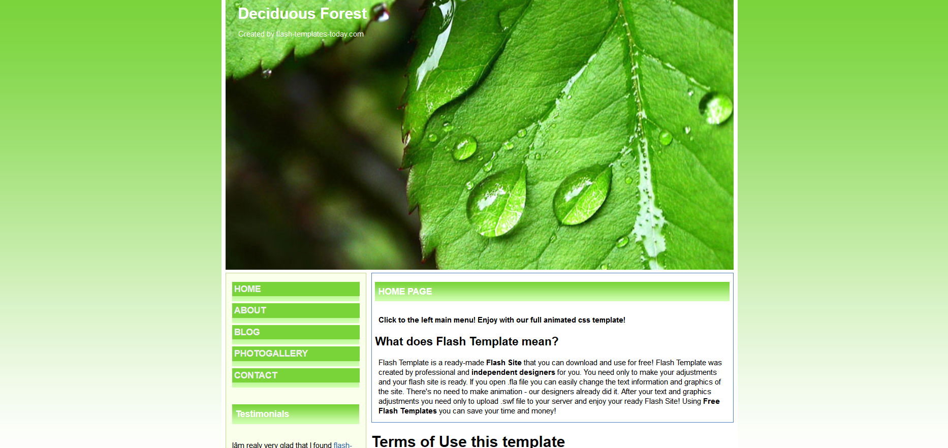 Шаблон сайта Природа №323